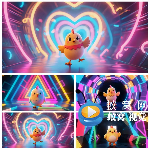 S6563《小鸡小鸡》少儿群舞卡通动感少儿晚会LED大屏背景视频素材
