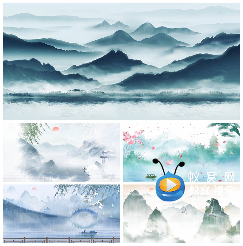 s5408《烟雨行舟》 舞蹈水墨江南 节目晚会led大屏背景视频素材