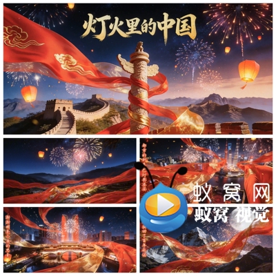 S7377《灯火里的中国》歌曲MV 伴奏喜庆春晚文艺汇演背景视频素材