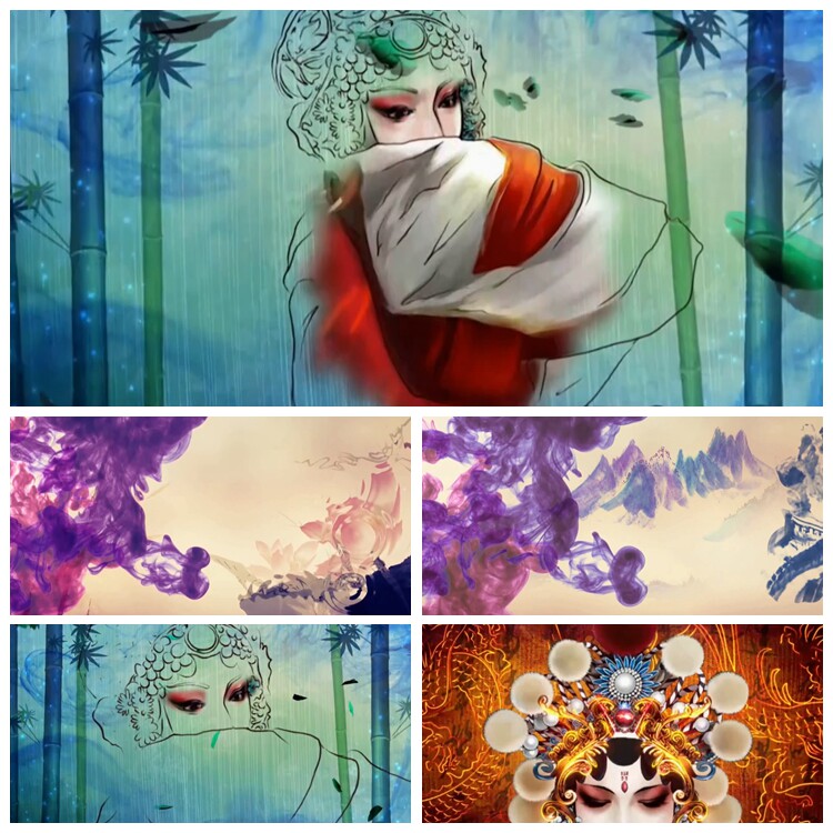 s1346 新贵妃醉酒  唯美中国风 水墨 led大屏背景视频素材制作