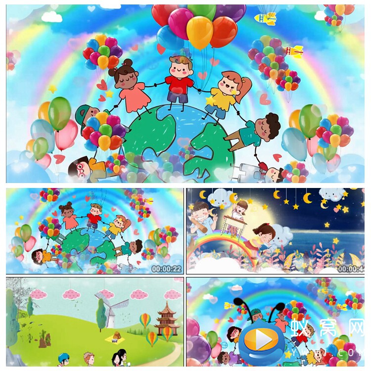s3235《手拉手之歌》儿歌歌曲mv  led大屏背景视频素材