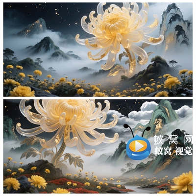 S6665《采菊东篱下》小兰花奖菊花舞蹈国风古典舞蹈 背景视频素材