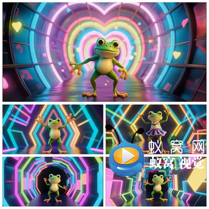 S6566《 小跳蛙》青蛙舞 动感卡通 少儿舞蹈LED大屏背景视频素材