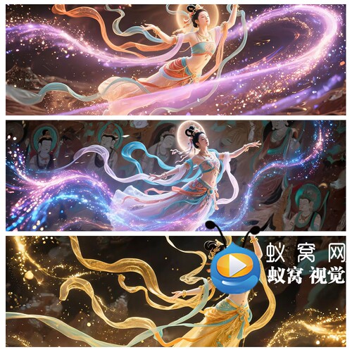 S6420 敦煌飞天 粒子唯美 舞蹈舞美 节目晚会LED大屏背景视频素材