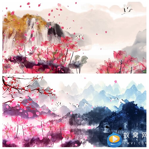 S4516《最是一年春好处》 曹灿杯 水墨版山水大屏 背景视频素材