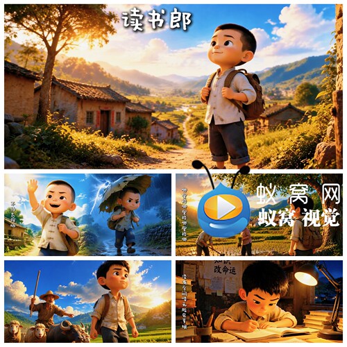 S7727《读书郎》 农村 经典儿童 歌曲MV节目LED大屏背景视频素材