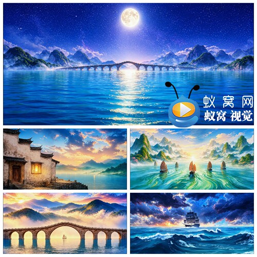 S7756《母亲桥》彩色明亮版中国舞荷花奖舞美LED大屏背景视频素材