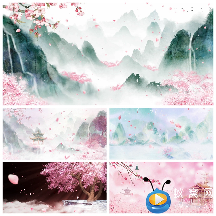 S4901《紫霞仙子》少儿群舞汇报演出LED古典大屏舞美背景视频素材