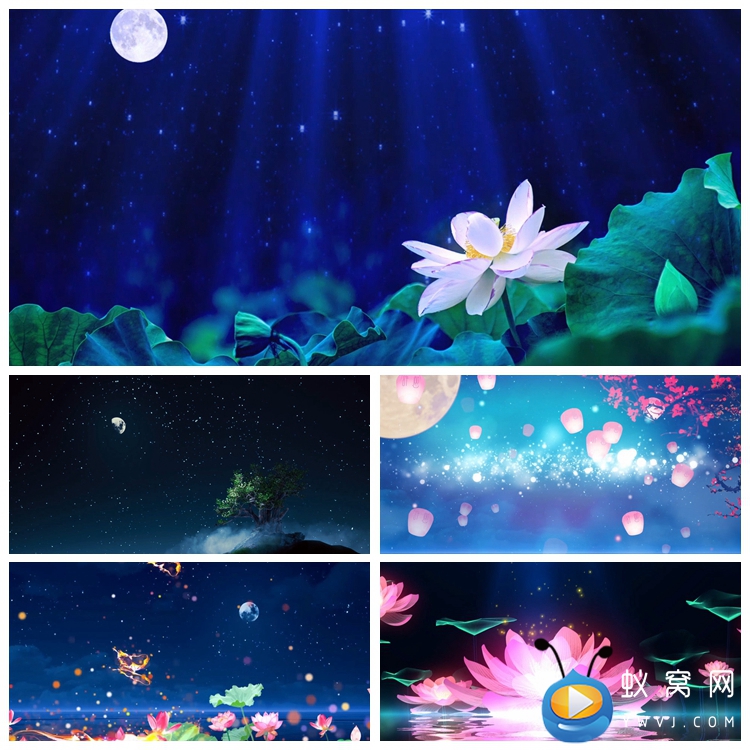 S2169 春江花月夜 中秋节主题晚会LED 月亮 大屏舞美背景视频制作