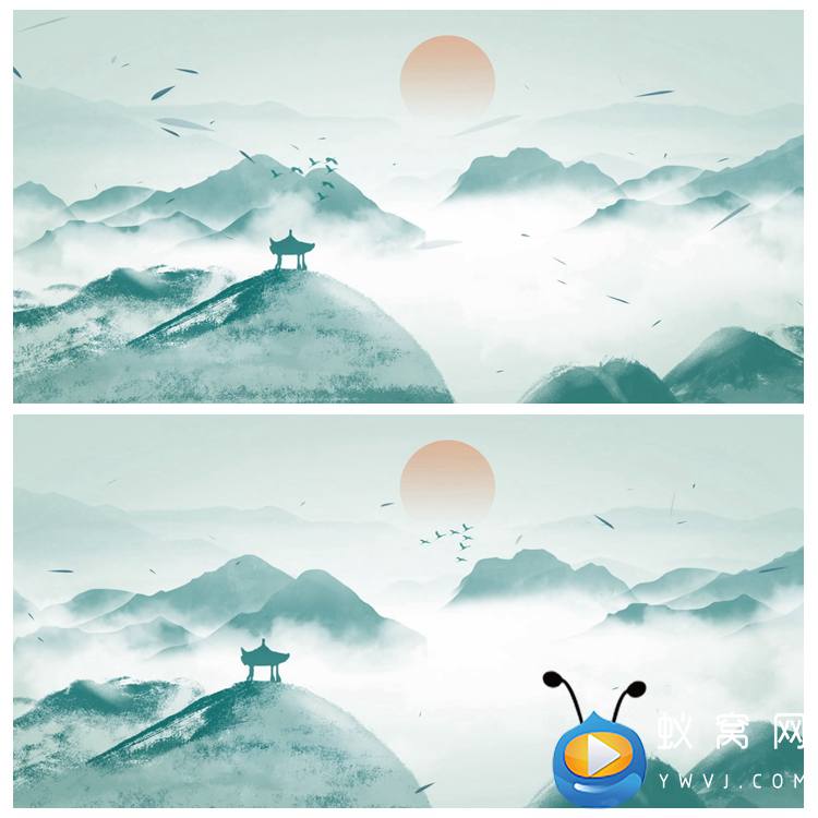 s4683《春到湘江》古诗朗诵演讲 中国风水墨山水背景视频素材