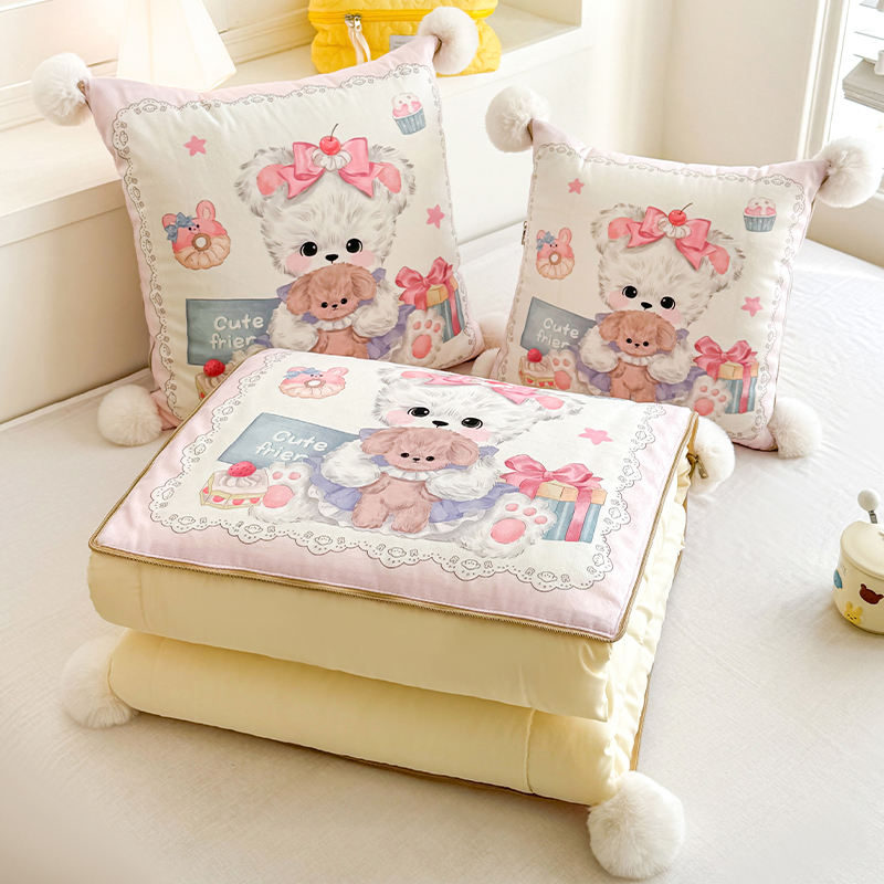 少女心罗莉塔抱枕被子两用二合一汽车载靠枕办公室午睡毯子空调被