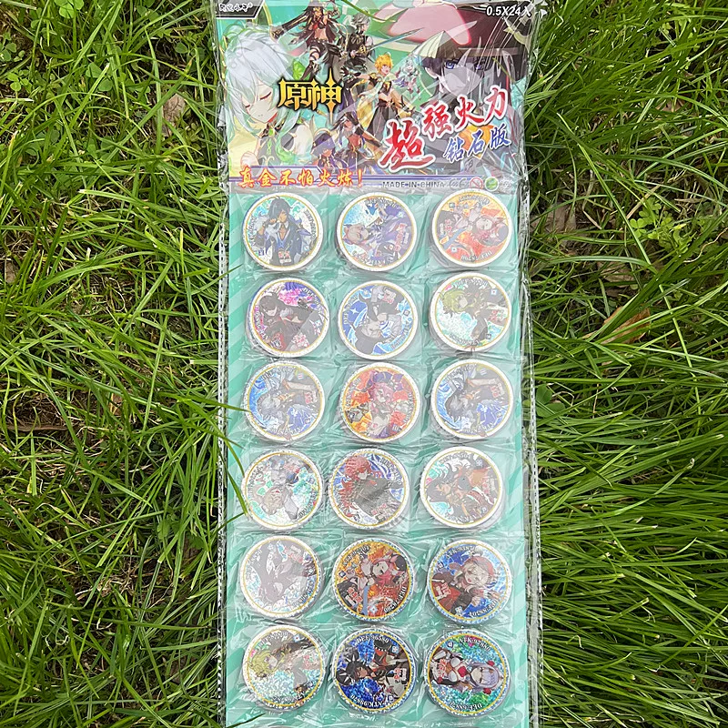 原神纸卡圆卡银边卡游戏钻石闪卡片儿童礼物卡牌啪唧战斗币收藏卡