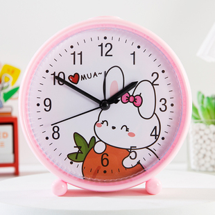 可爱闹钟桌面儿童学生客厅个性台钟创意摆台式夜灯座钟简单时钟表