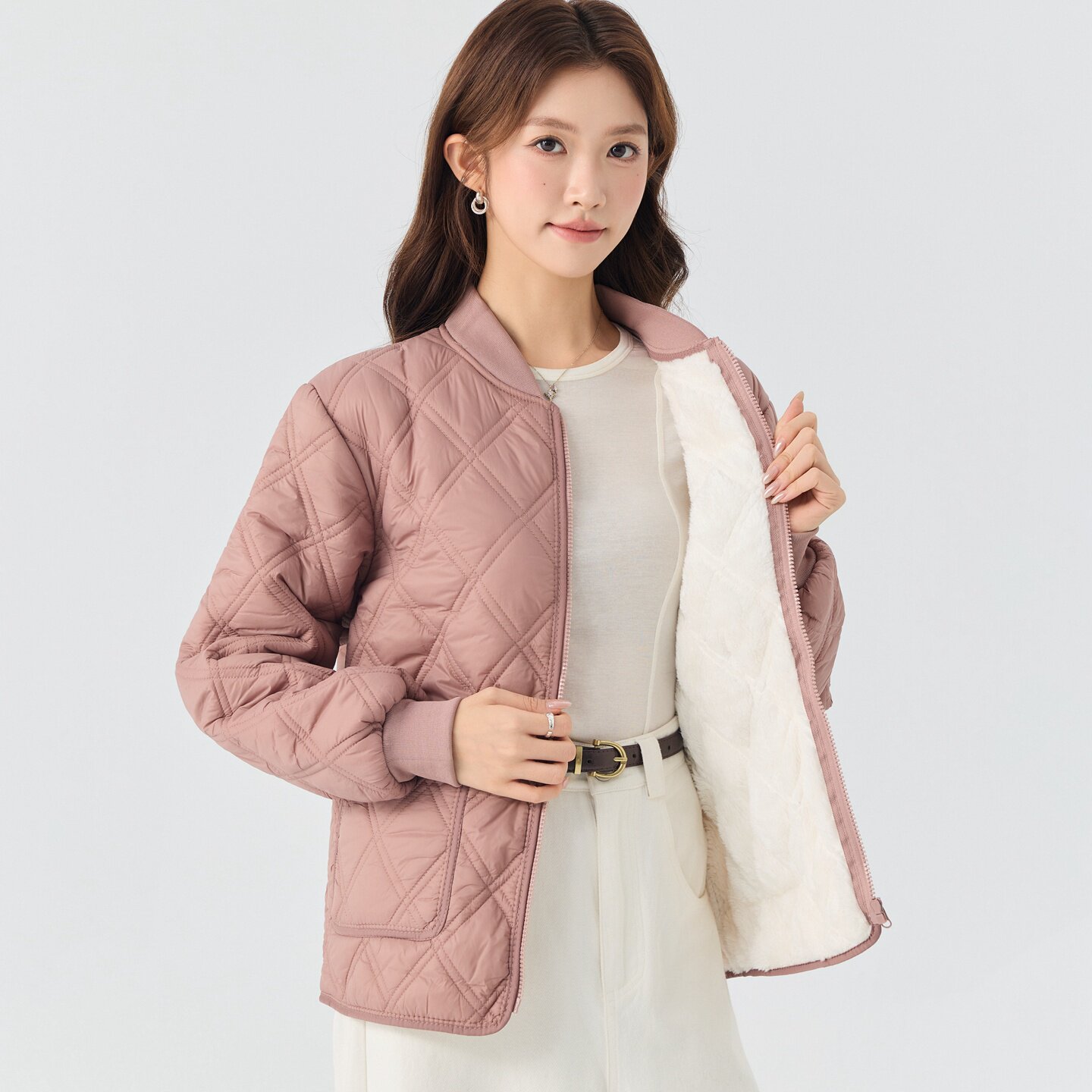 秋冬加绒加厚保暖羽绒棉衣女短