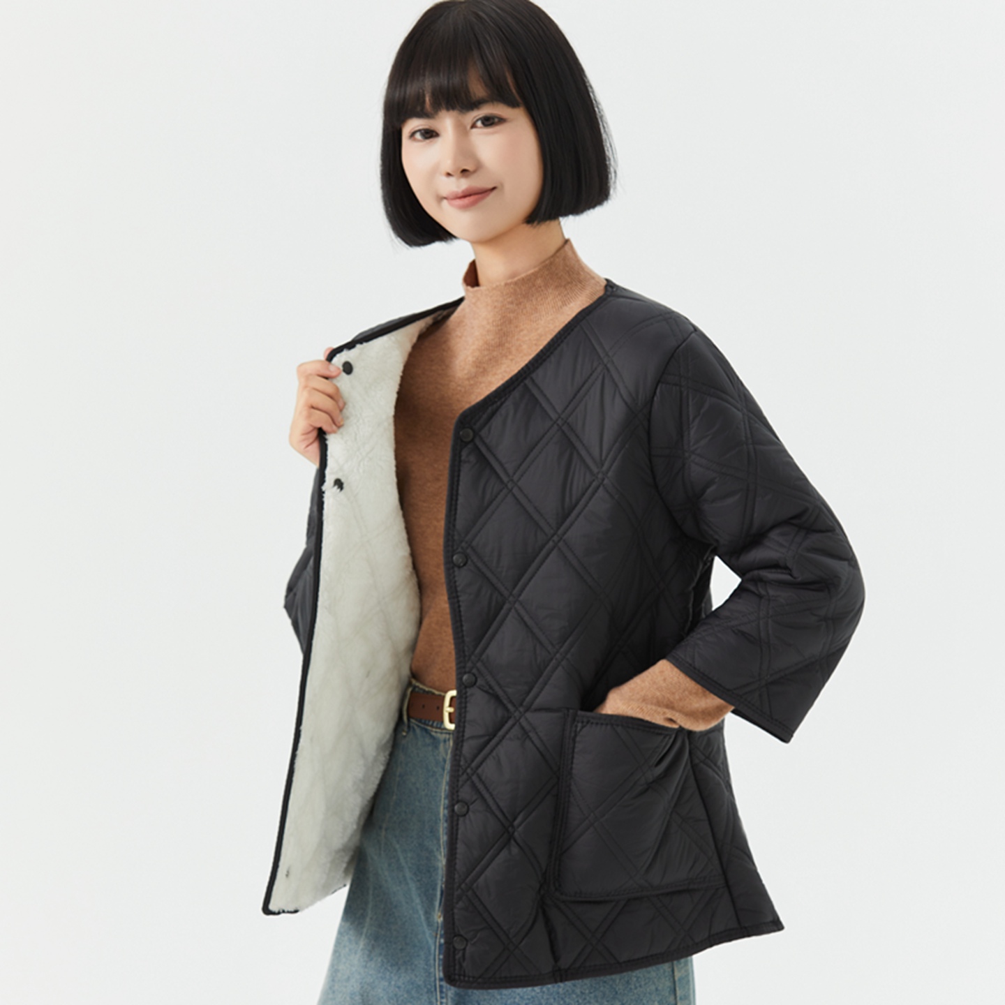 秋冬七分袖羽绒棉服内胆