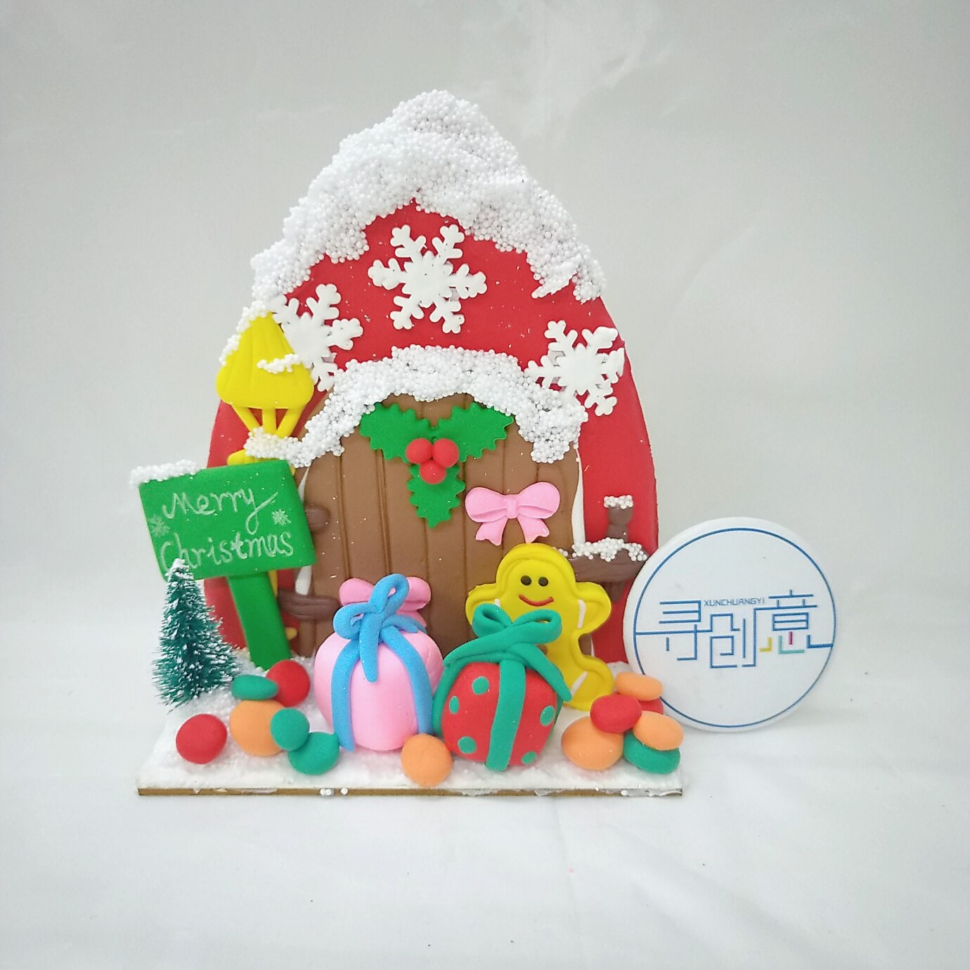 【圣诞童话之门】超轻粘土白胚模具底板手工材料包雪花冬天寻创意