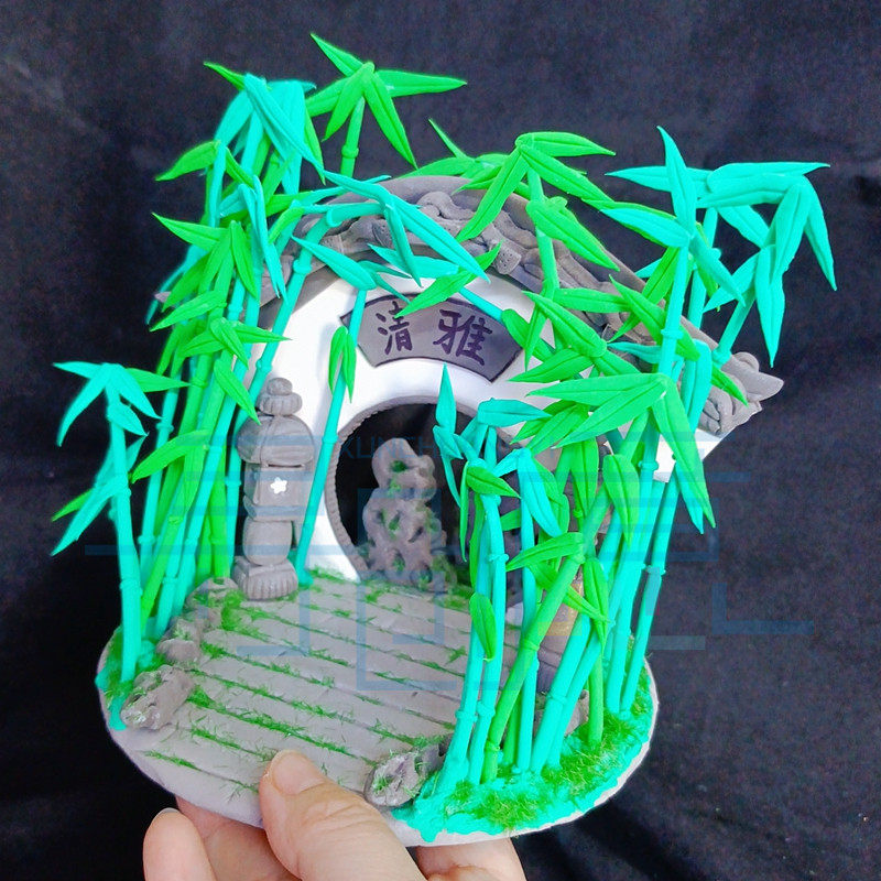 庭院摆件1号竹林深深超轻粘土白胚底diy寻创意美术手工材料库