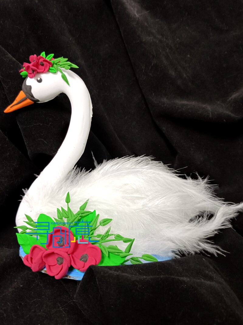 【白天鹅】超轻粘土白胚底板材料包羽毛diy寻创意美术手工材料库