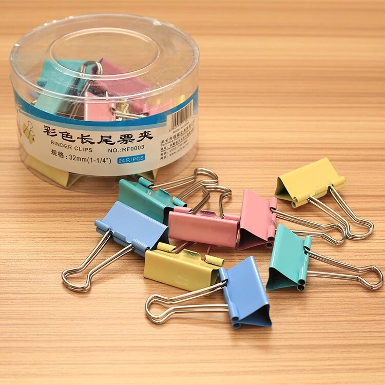 彩色办公长尾夹大小号黑色燕尾夹15/25/32/41/51mm凤