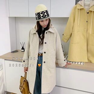 中长款 加绒加厚大衣女时尚 小个子洋气高级毛呢外套 新款 2025冬季