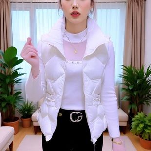 欧货羽绒棉马甲女士秋冬新款 洋气马夹百搭设计感背心坎肩棉服外套