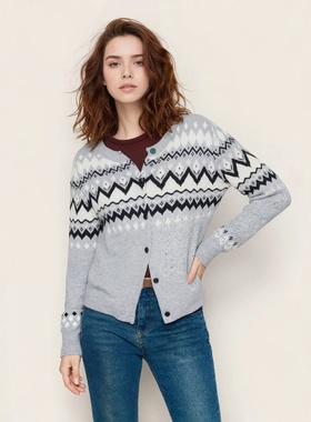 【奢定SHX】2025冬季新款含绵羊毛圆领宽松落肩流浪风费尔岛毛衣