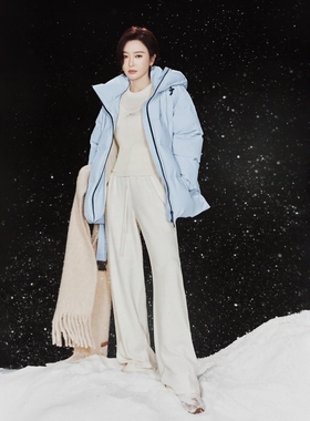 现货【奢定SHX】2025冬明星同款90绒防水运动系欧美风连帽羽绒服