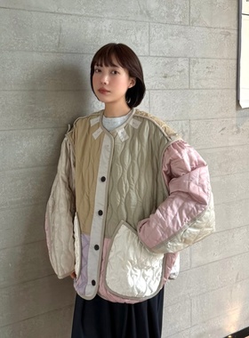 【奢定SHX】2025冬小清新甜美风宽松魔法花园撞色拼接M65内胆棉服