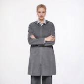 现货 大衣外套 长款 奢定SHX 2025秋羊毛宽松连帽直筒外套插肩袖