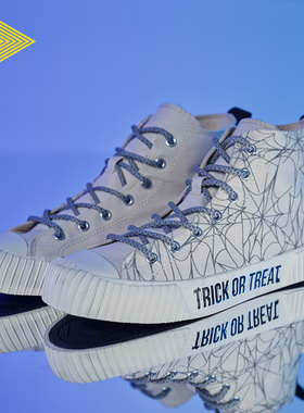 iSTEP情侣款高帮帆布鞋万圣节限定反光小众个性男女潮流休闲鞋