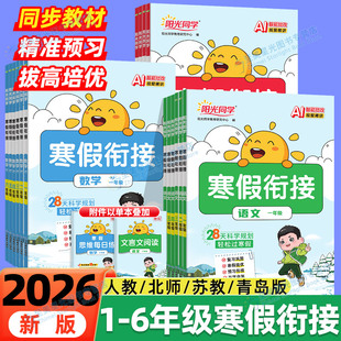2026春阳光同学寒假衔接小学口算阅读练字帖一二三四五六年级语文数学英语人教版北师大苏教青岛同步教材复习一本通42天规划预习