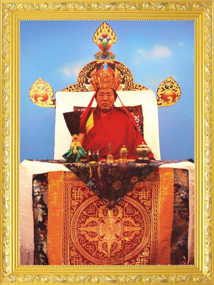 大小款法王如意宝晋美彭措画像佛像挂像挂画自粘贴画可带实木相框