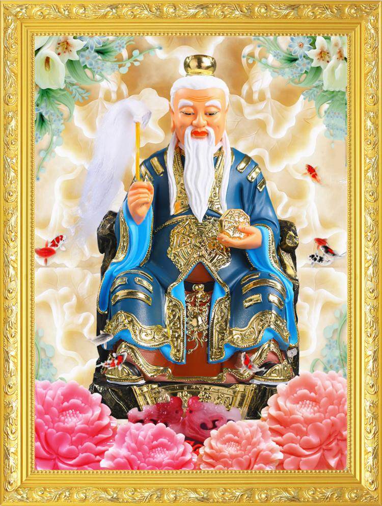 大小款 菩提老祖 画像挂像画丝绢卷轴挂画自粘贴画 可带实木相框