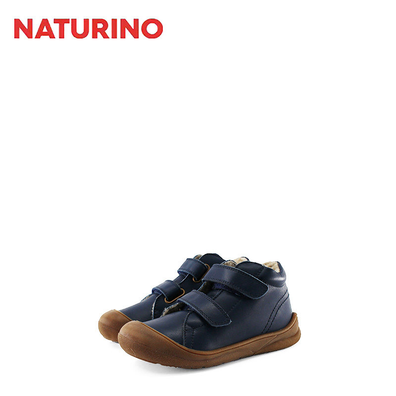 Naturino那都乐意大利进口头层牛皮加绒搭扣及裸靴软底保暖男女童