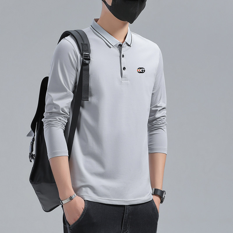 秋冬新款男士长袖翻领T恤韩版修身商务休闲打底衫加绒加厚POLO衫