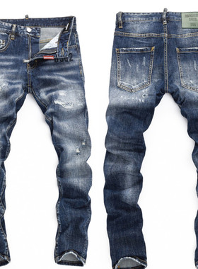 2025秋冬季新款时尚简约潮流百搭修身显瘦中腰蓝色DSQ2牛仔裤男