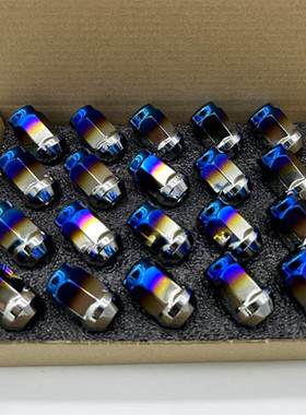 汽车锻造轮毂螺丝帽锥口19号35MM长烤蓝钢制改装轮毂轮胎车轮螺母