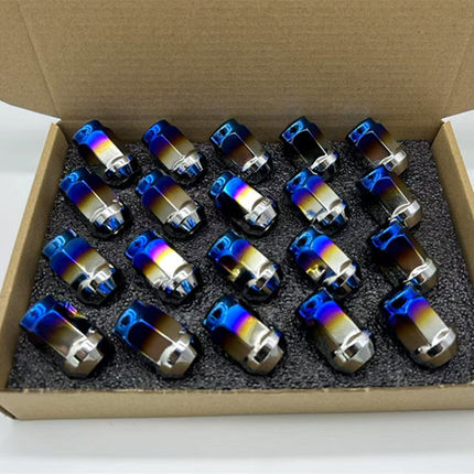 汽车锻造轮毂螺丝帽锥口19号35MM长烤蓝钢制改装轮毂轮胎车轮螺母