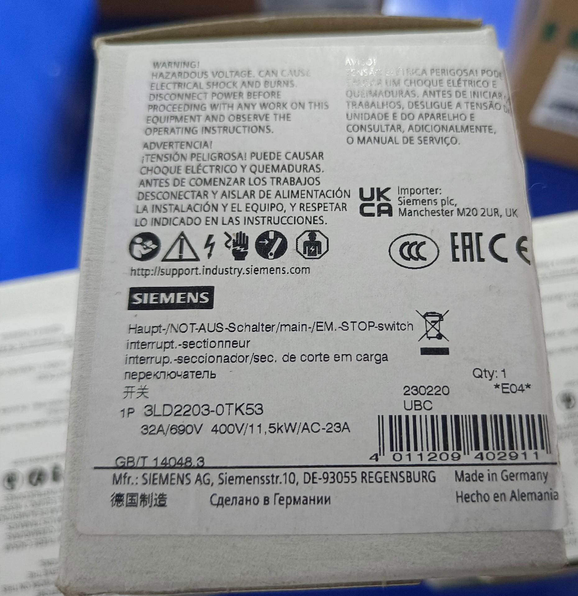 3LD2203-0TK53实物图现货全新原装正品西门子低压产