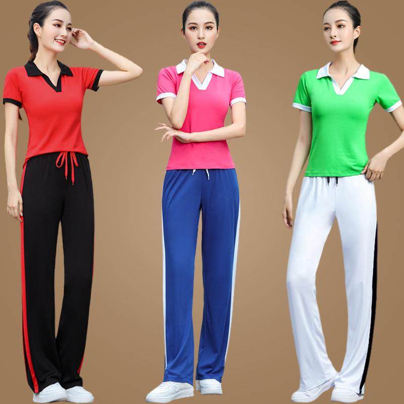 跳舞衣广场舞蹈服装运动套装女短袖翻领上衣春夏季新款健身曳步舞,运动/瑜伽/健身/球迷用品,广场舞套装,淘宝优惠券,粉丝福利购,淘宝优惠卷