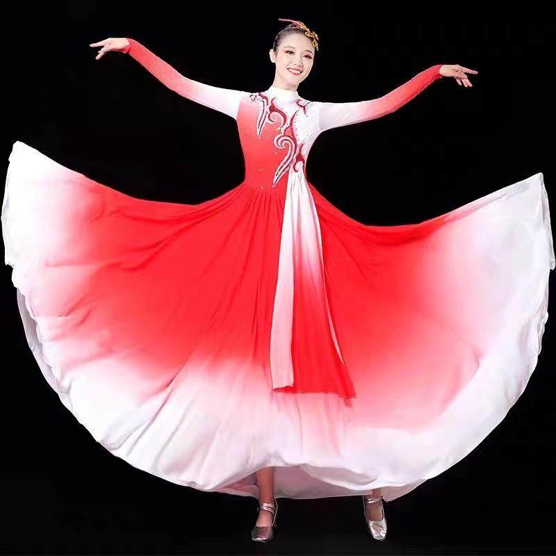 开场舞大摆裙演出服大气现代舞大合唱歌伴舞连衣裙长裙古典舞飘逸,女装/女士精品,民族服装/舞台装,淘宝优惠券,粉丝福利购,淘宝优惠卷