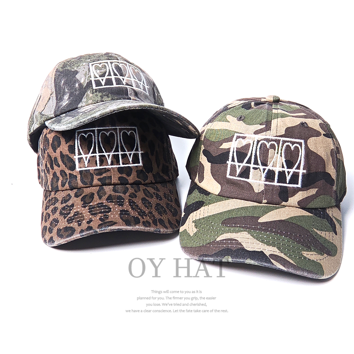 复古豹纹彩彩棒球帽爱心刺绣男女