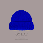 克莱因蓝毛线帽子女秋冬季 瓜皮帽男休闲百搭针织帽学生地主帽潮牌