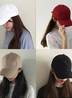 帽子男女士夏天纯色棒球帽女韩版四季款纯黑白色鸭舌防遮阳帽