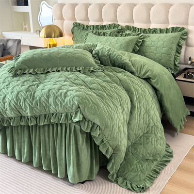 牛奶绒四件套全夹棉床裙款床笠