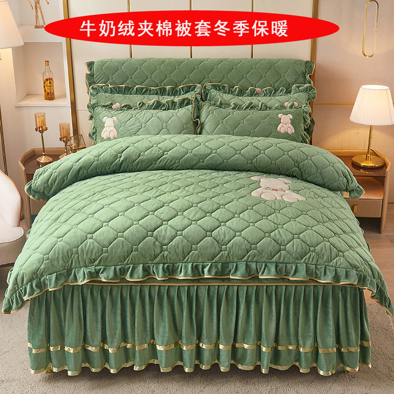 牛奶绒夹棉被套单件冬季保暖珊瑚绒加绒被罩200x230加厚双人被单
