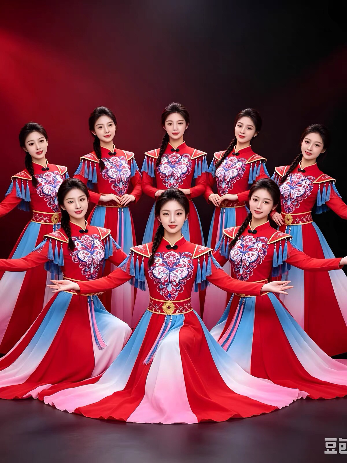 新款古典舞演出服女飘逸中国风舞蹈服装红色喜庆开场舞表演服