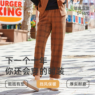 长裤 贴心女士灯芯绒时尚 秋冬季 格子裤 2067 减龄百搭宽松休闲直筒裤