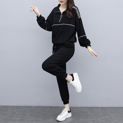 大码女装2025秋季新款减龄时尚卫衣套装胖妹妹洋气休闲运动