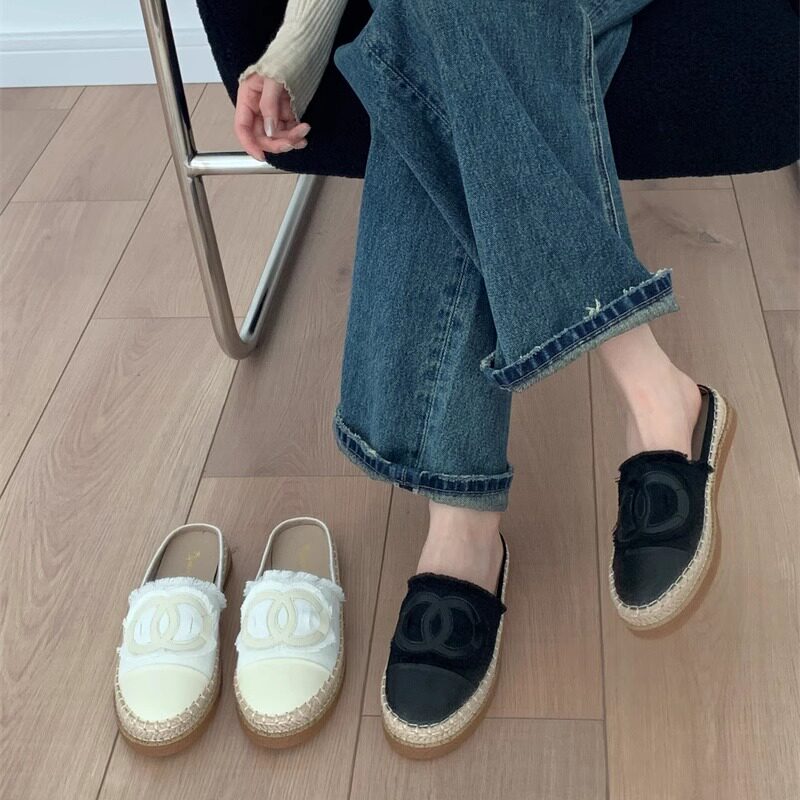 编织牛仔半拖渔夫鞋女一脚蹬图片
